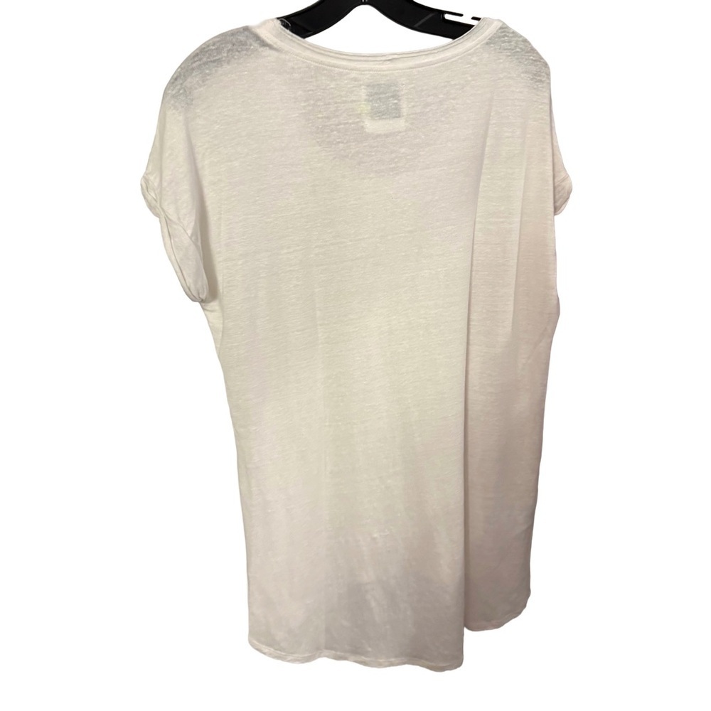Lysse Women’s White Linen Top Scoop Neck High Low Hem Sz M - Picture 2 of 11